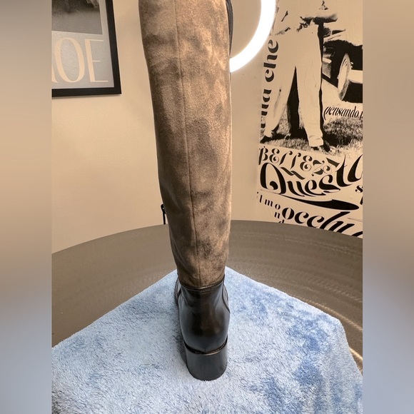 Le PePe Canoscio Fango Black leather and grey suede riding boots - Picture 12 of 16